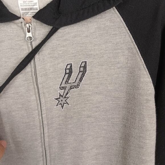 NBA Womens M Gray Black Hoodie San Antonio "Spurs Loud & Proud" Full Zip Pockets - Picture 4 of 8